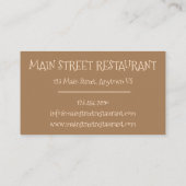 Carte De Visite Hummus Houmous Chickpeas Café Méditerranéen (Dos)