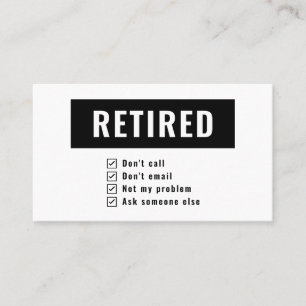 Carte De Visite Humour de gag Retraite Pas mon problème Drôle de r