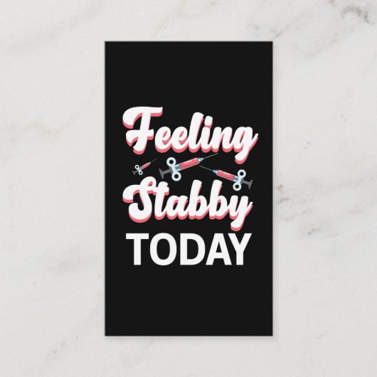 Carte De Visite Humour de la phlébotomie Syringe Dessiner le sang  (Devant)