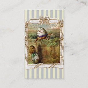 Carte De Visite Humpty Dumpty et Alice sur les rayures bleues et
