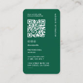 Carte De Visite Hunter Green Minimal Simple Professionnel (Dos)