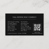 Carte de visite HVAC Noir Argent QR Code (Dos)