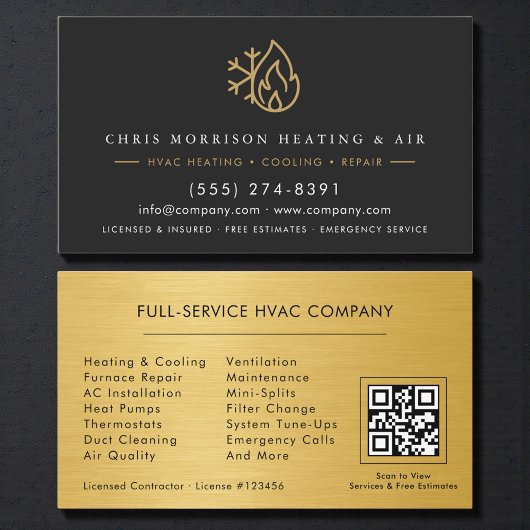 Carte De Visite HVAC Service & Installation QR Code