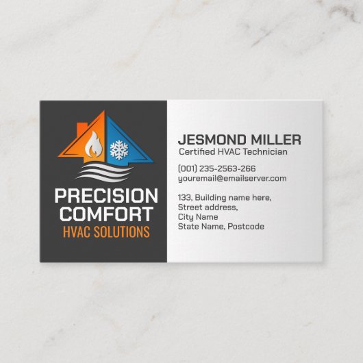 Carte De Visite HVAC Services - Chauffage, ventilation, CA (Devant)