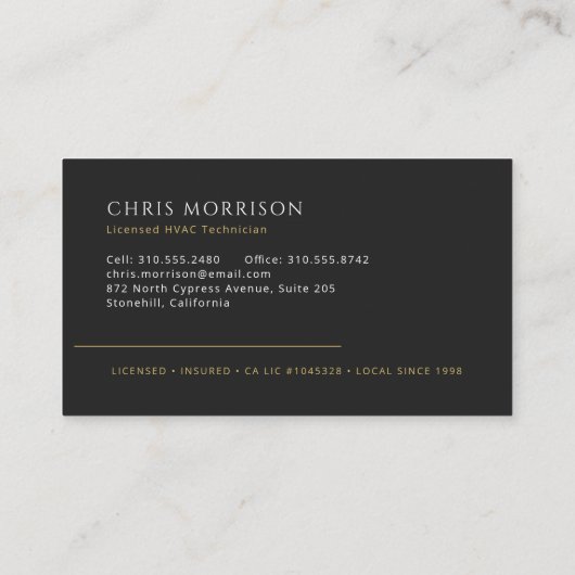 Carte De Visite HVAC Tech AC Heating Cooling Heat Service (Dos)