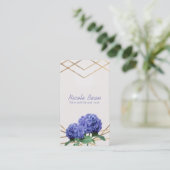 Carte De Visite Hydrangea & Lignes Dorées Élégant Chic Floral (Debout devant)