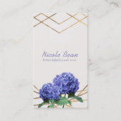 Carte De Visite Hydrangea & Lignes Dorées Élégant Chic Floral (Devant)