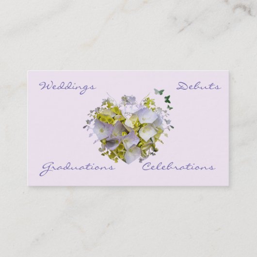 Carte De Visite Hydrangeas dans un Die Victorien Découpe Coeur Des (Dos)