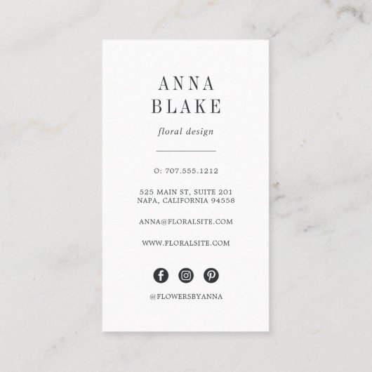 Carte De Visite Hydrangée blanche verticale (Dos)