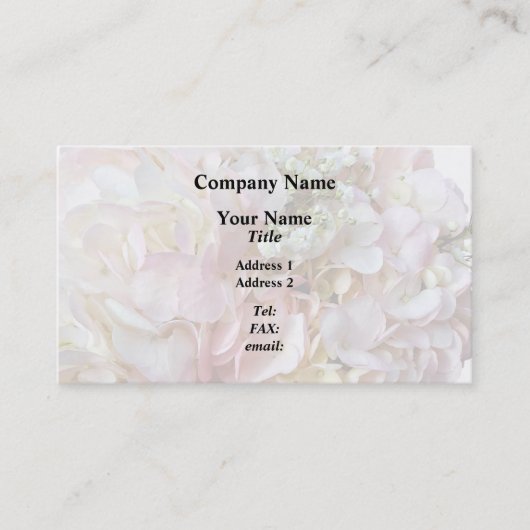 Carte De Visite Hydrangée Rose Pale Avec Bébé Respiration (Devant)