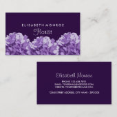 Carte De Visite Hydrangée violette, fleuriste (Devant / Derrière)
