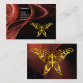 Carte De Visite HYPER BUTTERFLY - antiquité rose rouge noir jaune (Devant / Derrière)