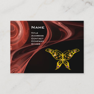 Carte De Visite HYPER BUTTERFLY - antiquité rose rouge noir jaune