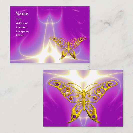 Carte De Visite HYPER BUTTERFLY rose, violet, Violette légère (Devant / Derrière)