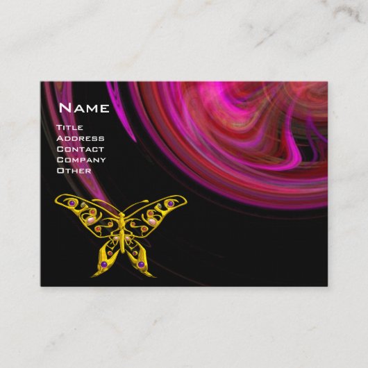 Carte De Visite HYPER BUTTERFLY- rouge violet rose noir jaune (Devant)