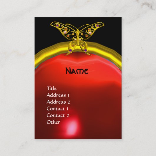 Carte De Visite HYPER BUTTERFLY RUBY MONOGRAS noir rouge jaune (Devant)