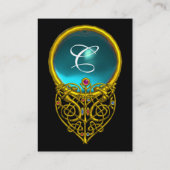 Carte De Visite HYPER VALENTINE AQUAMARINE MONOGRAMME jaune bleu (Dos)