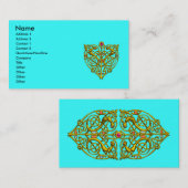 Carte De Visite HYPER VALENTINE, BOUTEILLE D'OR COEUR Aqua Bleu (Devant / Derrière)