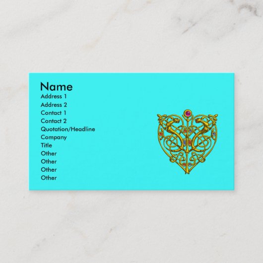 Carte De Visite HYPER VALENTINE, BOUTEILLE D'OR COEUR Aqua Bleu (Devant)