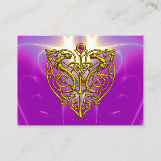 Carte De Visite HYPER VALENTINE, COEUR CELTIQUE OR rose Fuchsia (Dos)