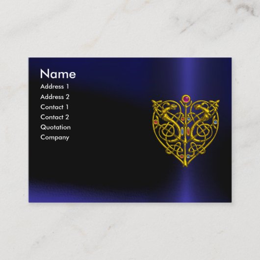 CARTE DE VISITE HYPER VALENTINE, COEUR DE COURSE EN CELTIQUE D'OR (Devant)