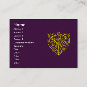 Carte De Visite HYPER VALENTINE, Coeur d'or, violet