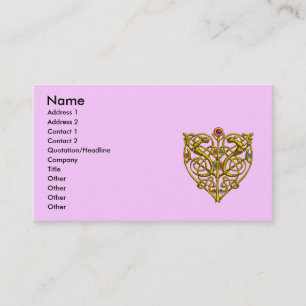 Carte De Visite HYPER VALENTINE /GOLD CELTIC KNOT COEUR JEWEL rose