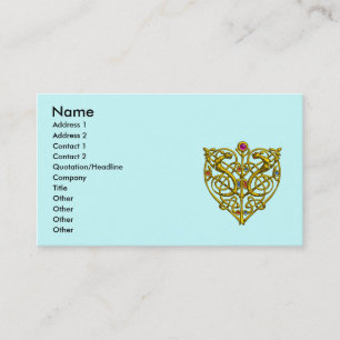 Carte De Visite HYPER VALENTINE / GOLD CELTIC KNOT COEUR Turquoise