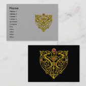 Carte De Visite HYPER VALENTINE, ROBE CELTIQUE OR COEUR gris noir (Devant / Derrière)