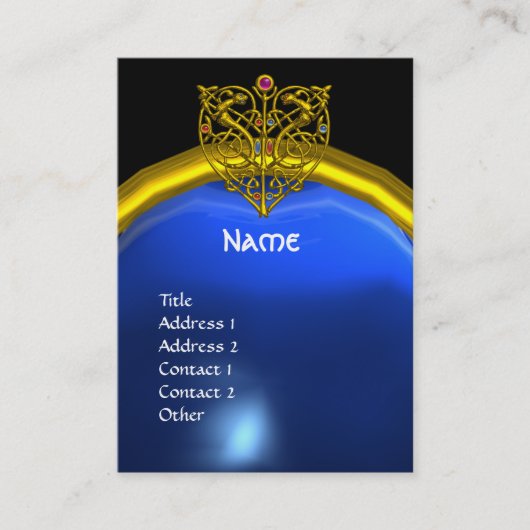 Carte De Visite HYPER VALENTINE SAPPHIR MONOGRAMME jaune bleu (Devant)