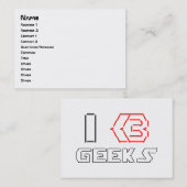 Carte De Visite I Heart Geek ASCII ART (Devant / Derrière)