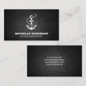 Carte De Visite Icône Ancre | Texture noire (Devant / Derrière)