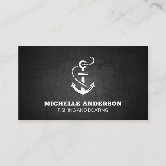 Carte De Visite Icône Ancre | Texture noire (Devant)