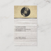 Carte De Visite Icône Bambou | Cuir or Marbre blanc (Dos)