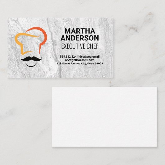 Carte De Visite Icône Chef | Arrière - plan Rock Texture (Devant / Derrière)