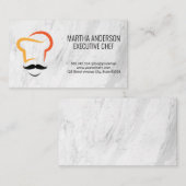 Carte De Visite Icône Chef | Blanc marbre (Devant / Derrière)