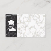 Carte De Visite Icône Chef | Marbre blanc Or | Marbre noir (Dos)