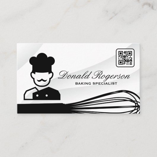 Carte De Visite Icône Chef | Whisk | Code QR (Devant)