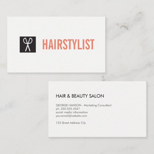 Carte De Visite Icône ciseaux / Coiffeuse (Devant / Derrière)