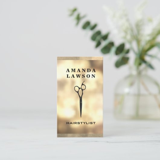 Carte De Visite Icône Ciseaux | Gold Boke (Debout devant)