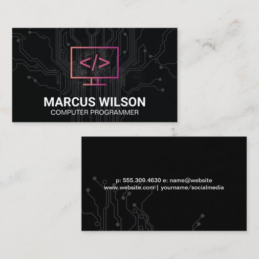 Carte De Visite Icône Codage | Circuit Board (Devant / Derrière)