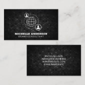 Carte De Visite Icône Communication réseau | Noir géométrique (Devant / Derrière)