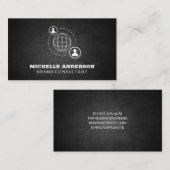 Carte De Visite Icône Communication réseau | Texture noire (Devant / Derrière)