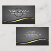 Carte De Visite Icône d'accueil | Arrière - plan d'onde brossé mét (Devant / Derrière)