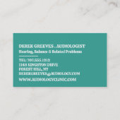 Carte De Visite Icône d'aide auditive, audiologiste, Clinique d'au (Dos)