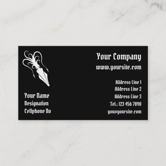 Carte De Visite Icône de calmar blanc horizontal (Devant)