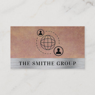 Carte De Visite Icône de communication réseau Arrière - plan métal