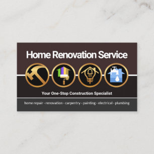 Carte De Visite Icône de construction d'or créative Rénovation 
