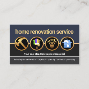 Carte De Visite Icône de construction d'or créative Rénovation 