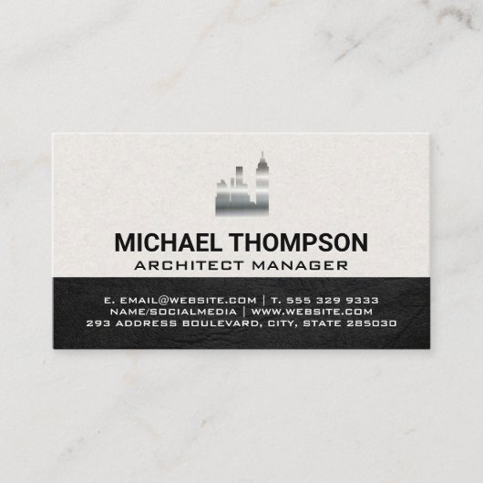 Carte De Visite Icône de construction du gratte-ciel | Métal (Devant)